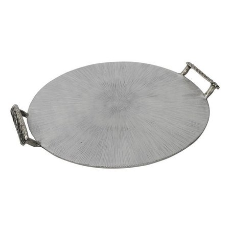 SAGEBROOK HOME Sagebrook Home 15232-02 18 in. Metal Round Tray with Handles; Silver 15232-02
